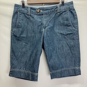 Eddie Bauer Womens‎ Blue Specially Dyed 100% Cotton Bermuda Jean Shorts Size 10